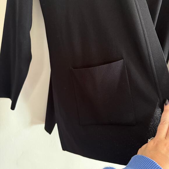 MISOOK | Black Knit Collared Open Front Sweater with Patch Pockets | Extra Large - Picture 5 of 5